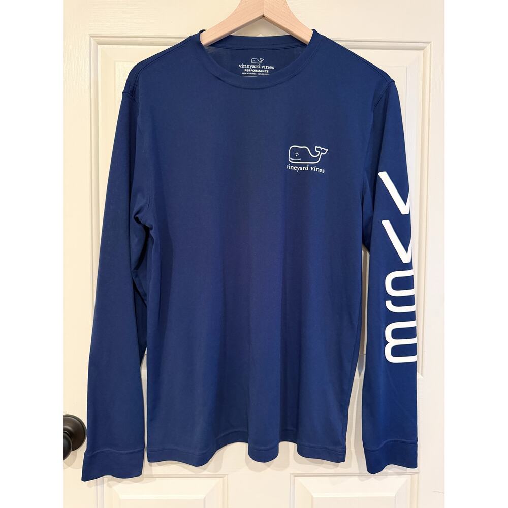 Vineyard Vines Performance Long Sleeve Shirt Mens M Navy Flag USA Patriotic Prep